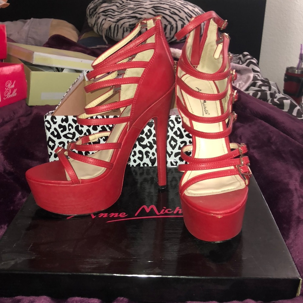 Red strappy heels